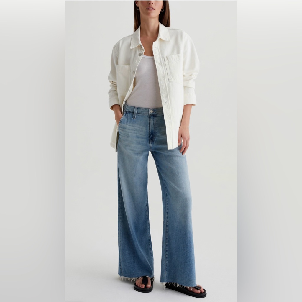 Ag Adriano Goldschmied Light Blue Wide Leg Jeans- Stella Ankle